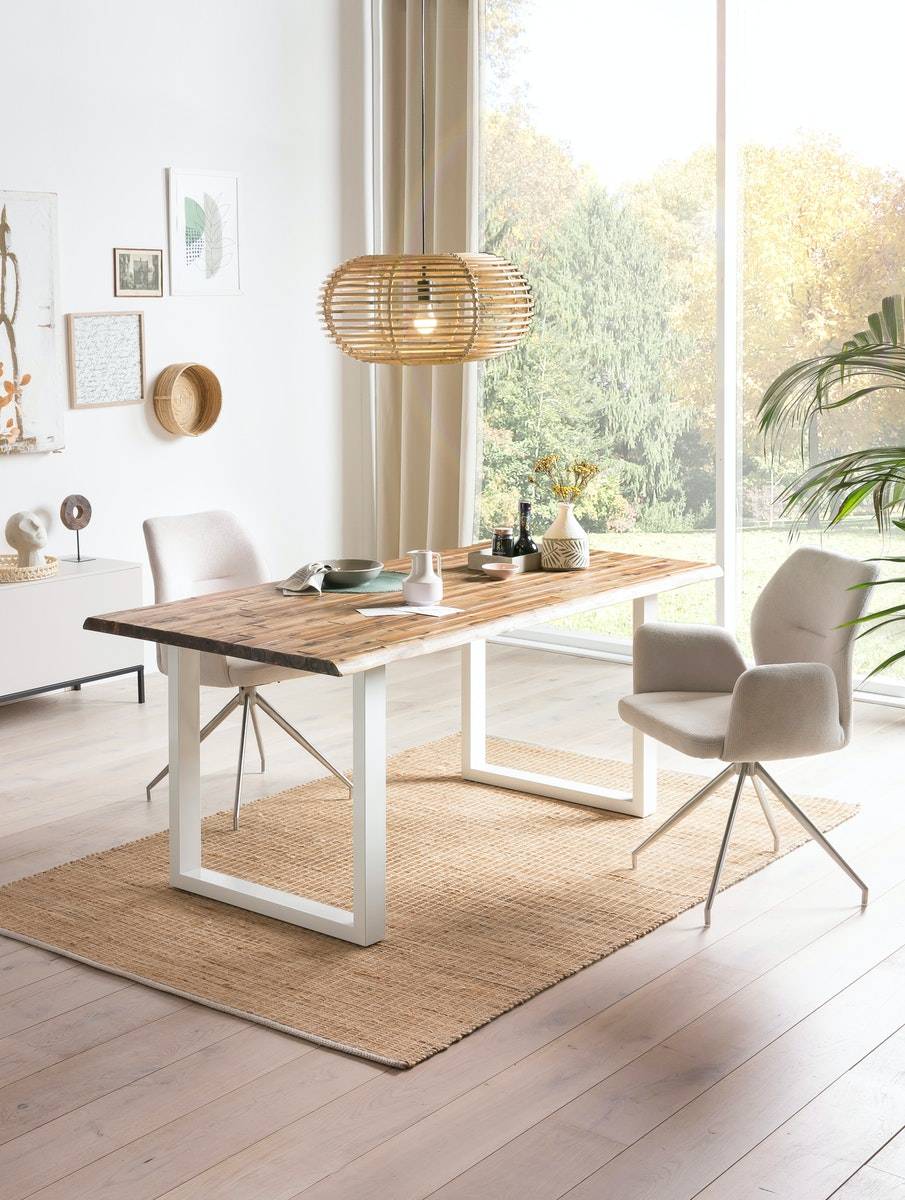 Salesfever Esstisch 140x80 cm 120x80 cm mit weiß lackiertem U-Gestell Wilson Bis zu 50% Rabatt