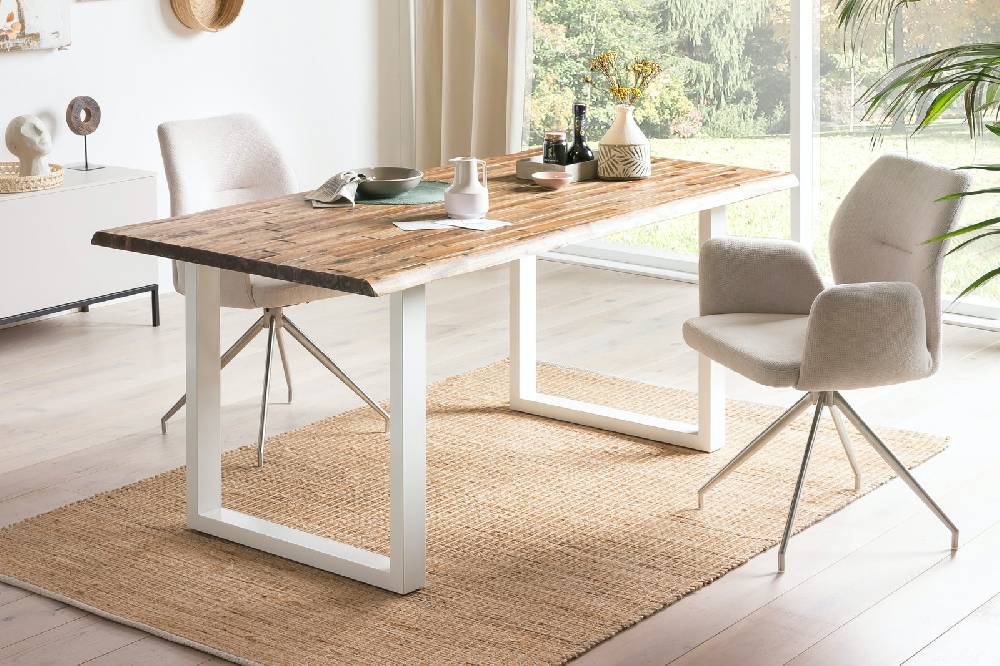 Salesfever Esstisch 140x80 cm 120x80 cm mit weiß lackiertem U-Gestell Wilson Bis zu 50% Rabatt