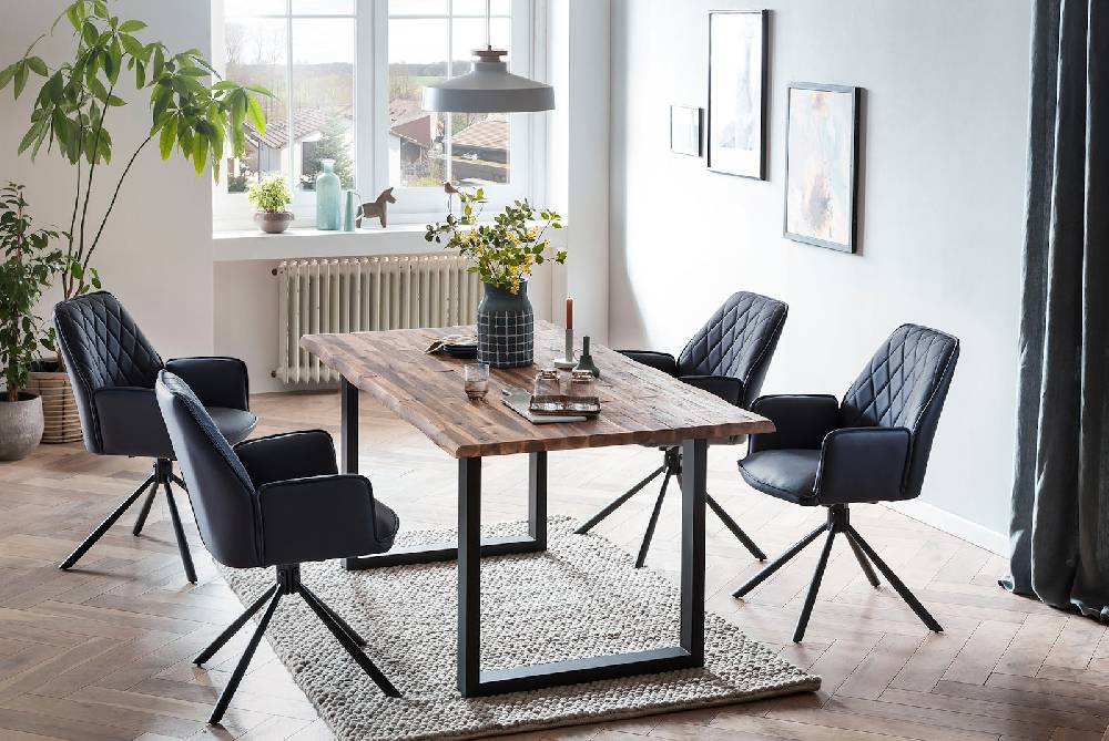 Salesfever Armlehnstuhl Dunkelblau 2er Set mit 360° Drehfunktion Sheffield Nur noch ein Tag übrig