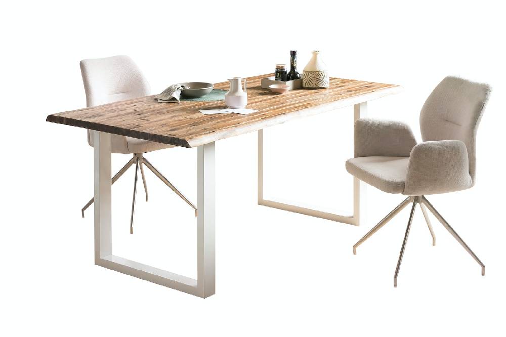 Salesfever Esstisch 160x90 cm 120x80 cm mit weiß lackiertem U-Gestell Wilson Speichern exportieren