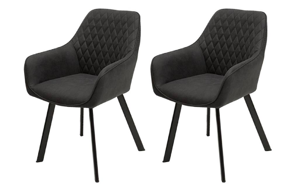 Salesfever Armlehnstuhl Anthrazit 2er Set abgestepptes Design Microfaser Columbus