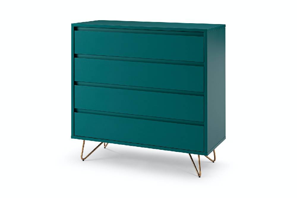 Salesfever Kommode Blau breit mit 4 Schubladen Beine Messing LOTTA Hotsell