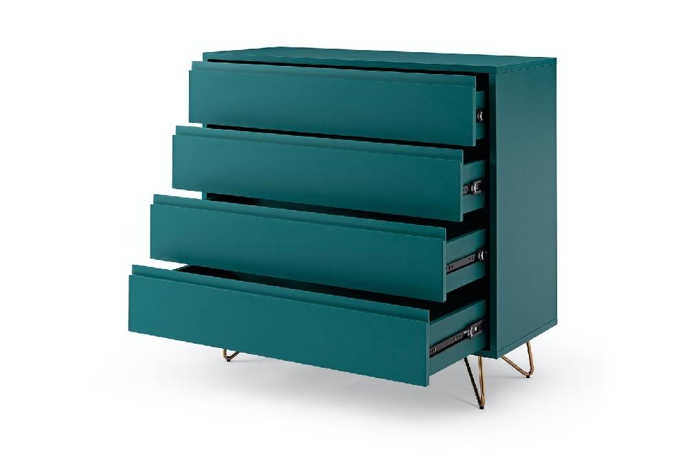 Salesfever Kommode Blau breit mit 4 Schubladen Beine Messing LOTTA Hotsell