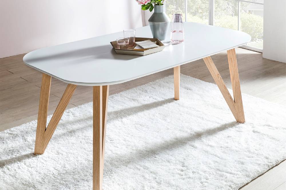Salesfever Esstisch 120x80 cm Aino weiß Holz stabile Beine Tisch im Angebot