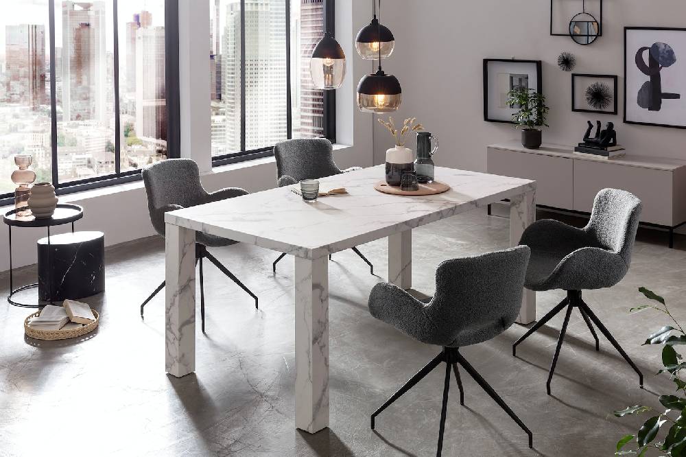 Salesfever Esstisch Weiß 180x90 cm in Marmoroptik Lance Meist gekauft