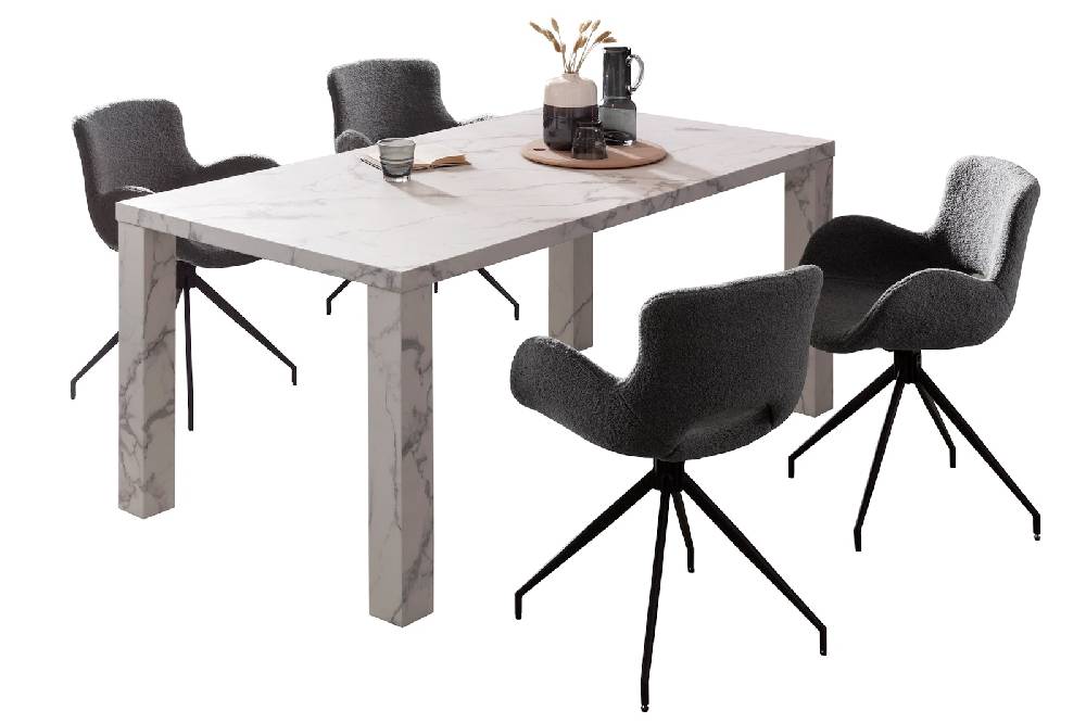 Salesfever Esstisch Weiß 180x90 cm in Marmoroptik Lance Meist gekauft
