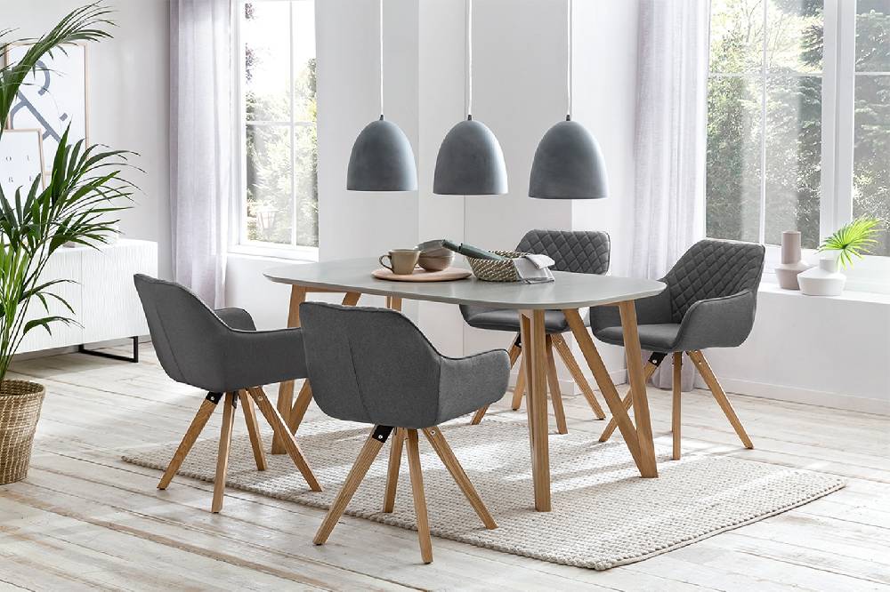 Salesfever Esstisch 140 x 90 cm Grau mit stabilen Holzbeinen Aino Fabrikpreis