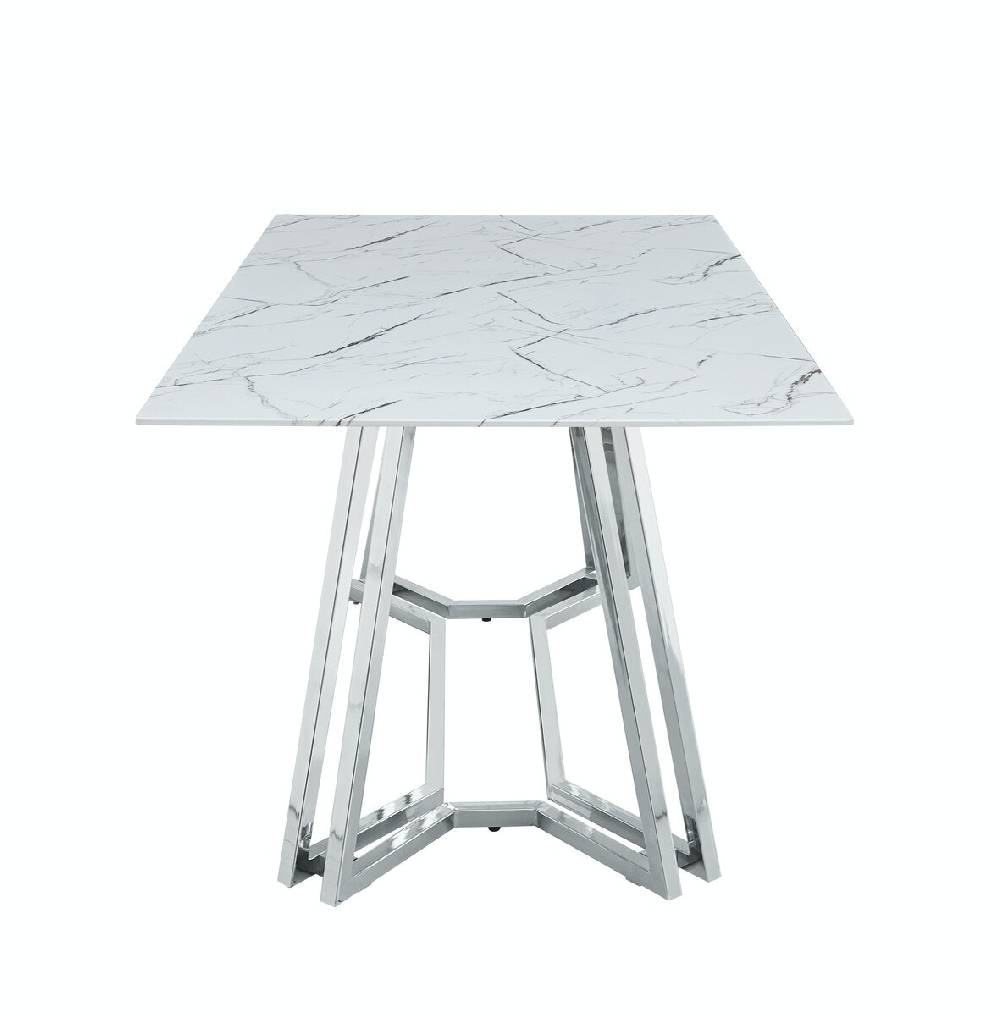 Salesfever Esstisch Weiß & Chrom 160 x 90 cm Marmoroptik Nobile Bis zu 50% Rabatt