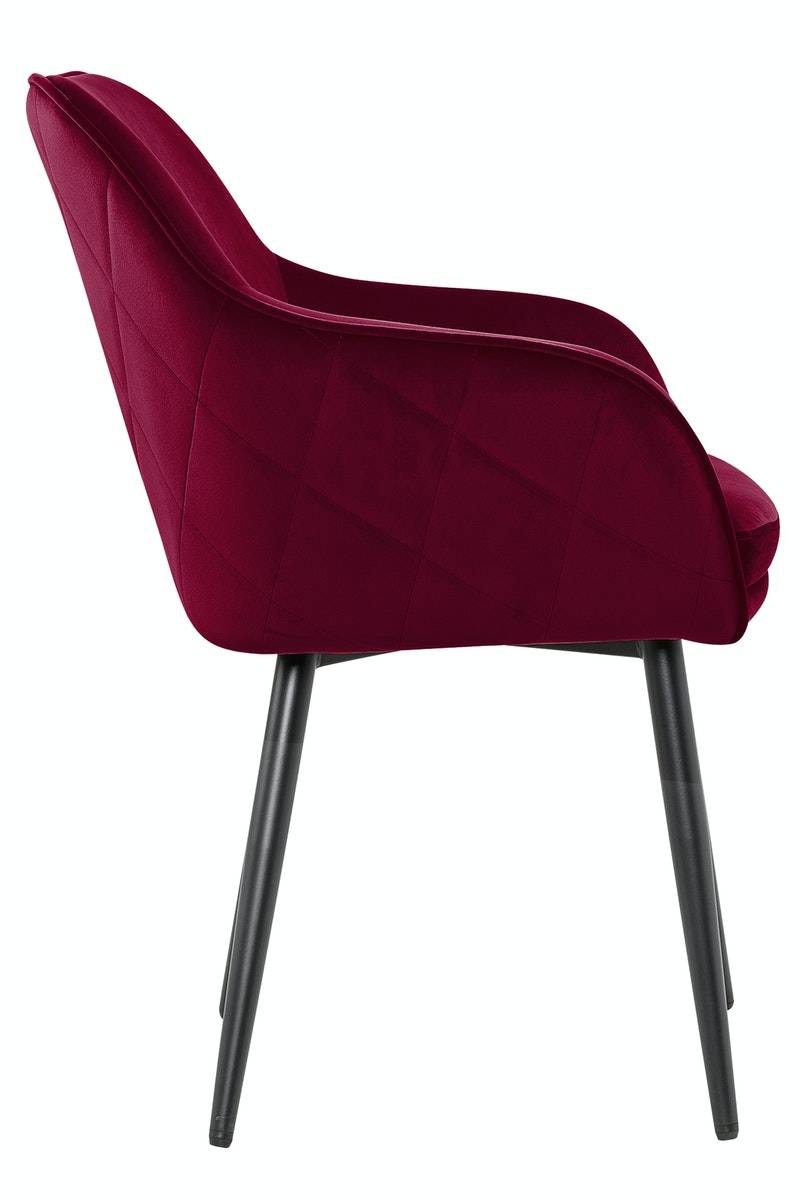 Salesfever Polsterstuhl Rot Samt mit Armlehnen und Steppung Gestell Metall Freja Osterangebot