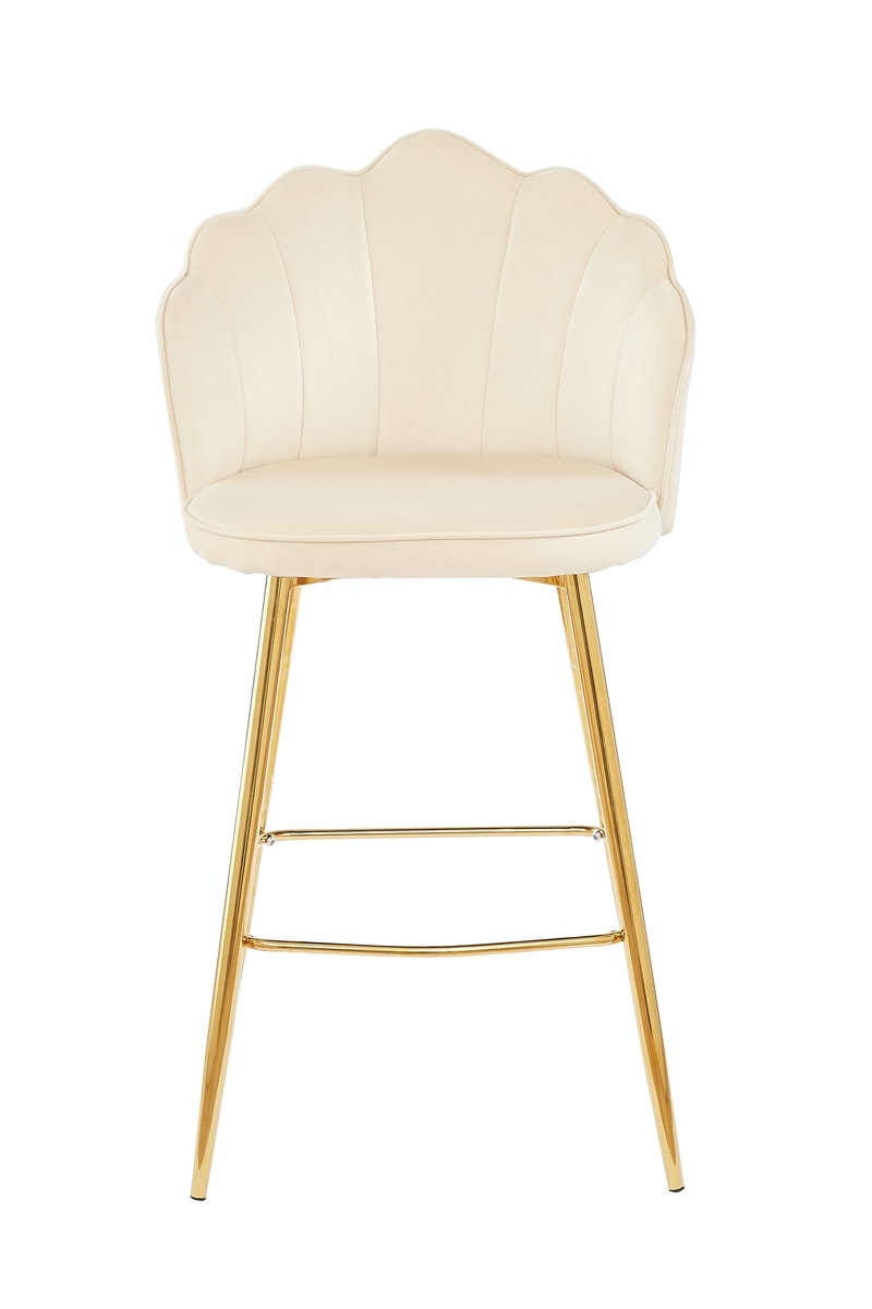 Salesfever Barhocker Beige Muscheldesign 2er Set aus Samt Arielle Valentinstagsangebot