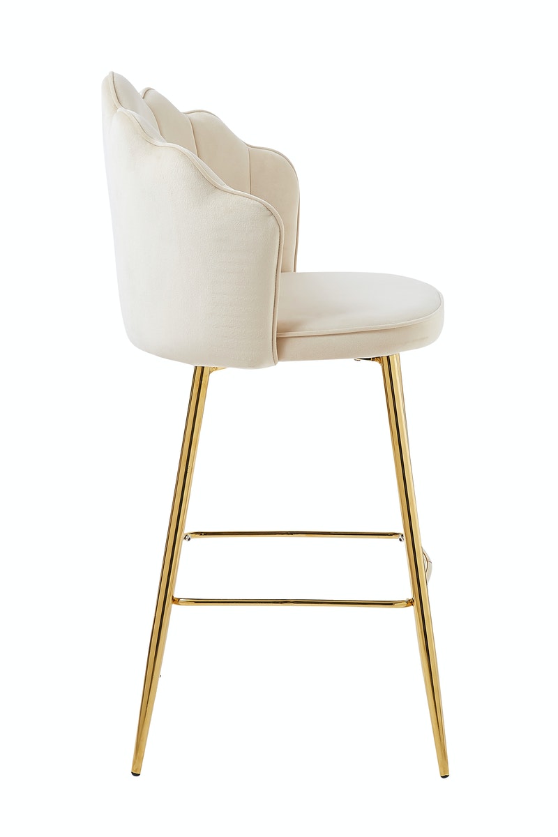 Salesfever Barhocker Beige Muscheldesign 2er Set aus Samt Arielle Valentinstagsangebot
