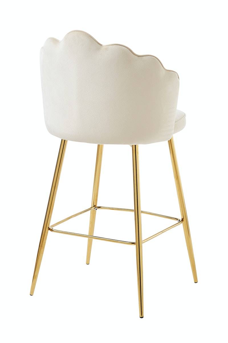 Salesfever Barhocker Beige Muscheldesign 2er Set aus Samt Arielle Valentinstagsangebot