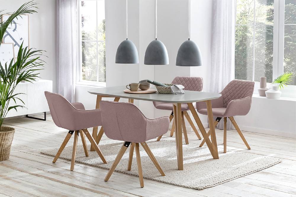 Salesfever Armlehnstuhl rose 2er Set mit Rautensteppung aus Stoff Birdie Online Outlet