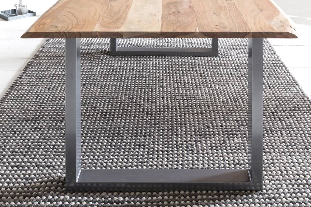 Salesfever Baumkantentisch Stühle dunkelbraun Essgruppe 180 cm massiv NATUR 5tlg GAIA Tiefpreis