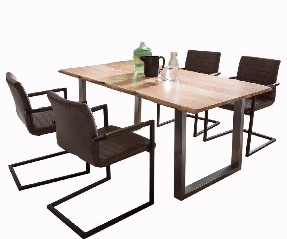 Salesfever Baumkantentisch Stühle dunkelbraun 200 cm massiv NATUR 5tlg ALESSIA Bis zu 50% Rabatt