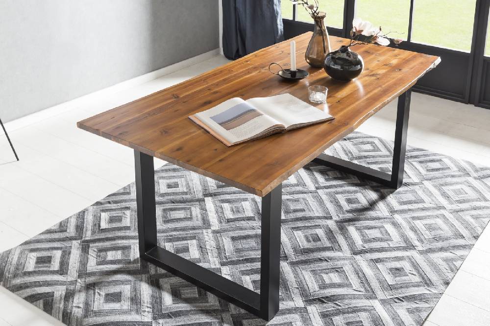 Salesfever Baumkantentisch Stühle dunkelbraun 200 cm massiv COGNAC 5tlg GIADA Discount Store für neue Produkte