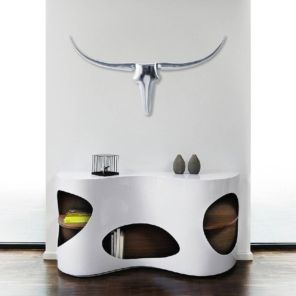 Salesfever Sideboard weiß/walnuss Tchouc Hochglanz Design 2025
