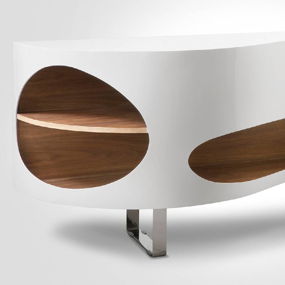 Salesfever Sideboard weiß/walnuss Tchouc groß Hochglanz Design Online
