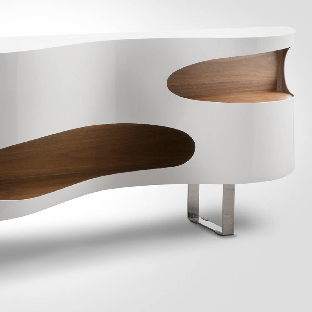 Salesfever Sideboard weiß/walnuss Tchouc groß Hochglanz Design Online