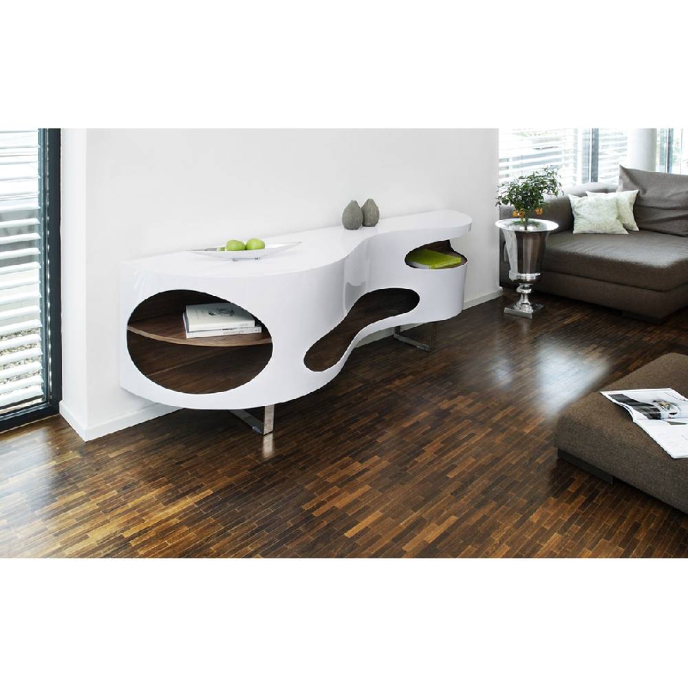 Salesfever Sideboard weiß/walnuss Tchouc groß Hochglanz Design Online