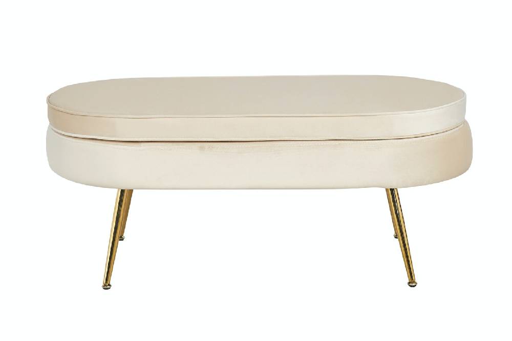 Salesfever Sitzpouf Beige oval aus Samt Arielle Auslauf