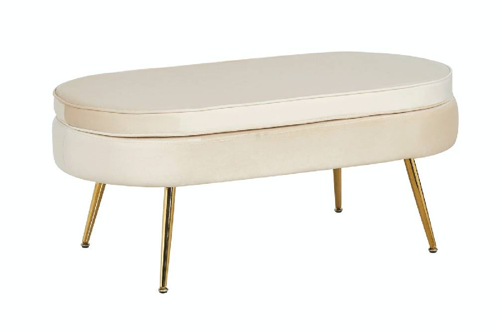 Salesfever Sitzpouf Beige oval aus Samt Arielle Auslauf