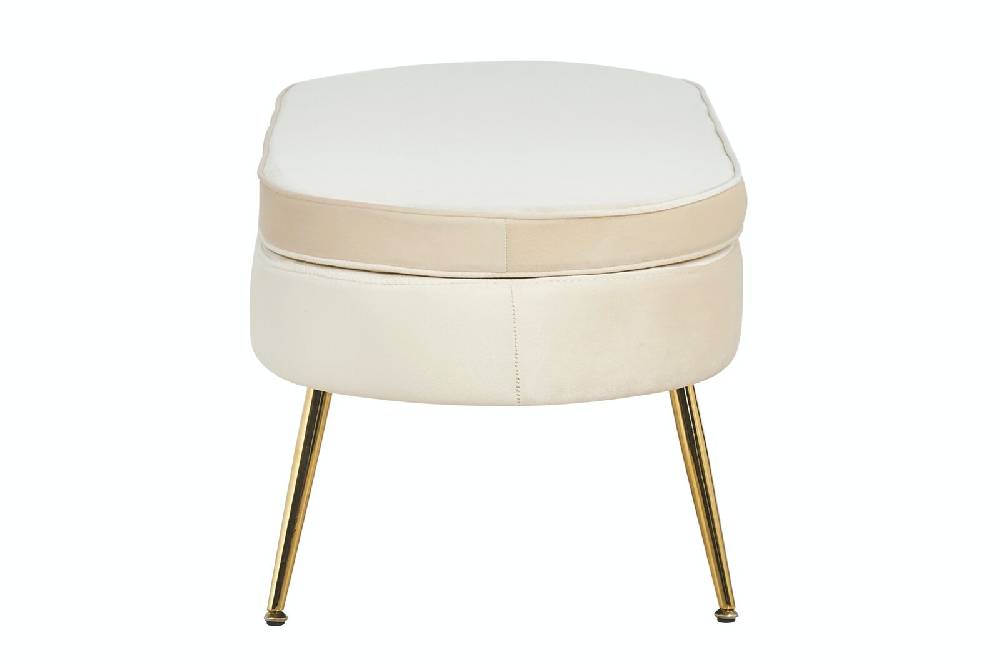 Salesfever Sitzpouf Beige oval aus Samt Arielle Auslauf
