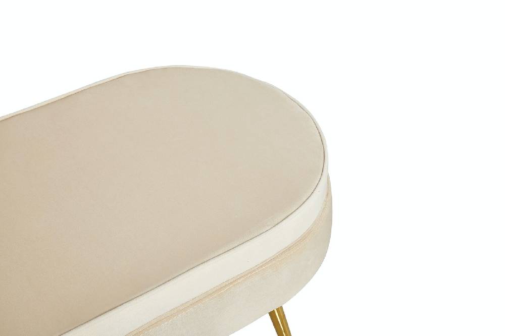 Salesfever Sitzpouf Beige oval aus Samt Arielle Auslauf