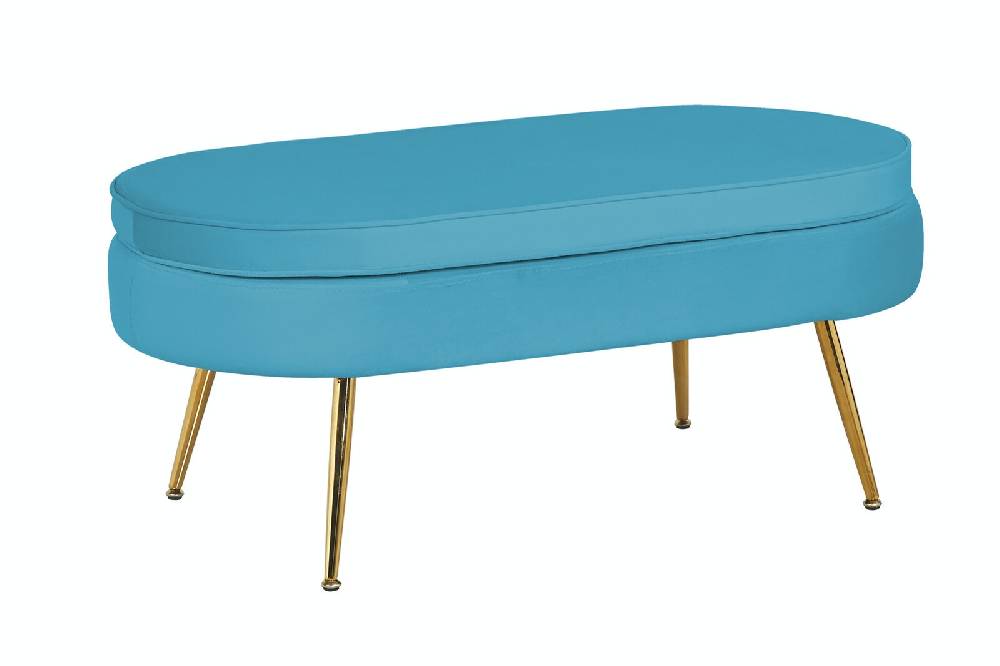Salesfever Sitzpouf Blau oval aus Samt Arielle Angebote