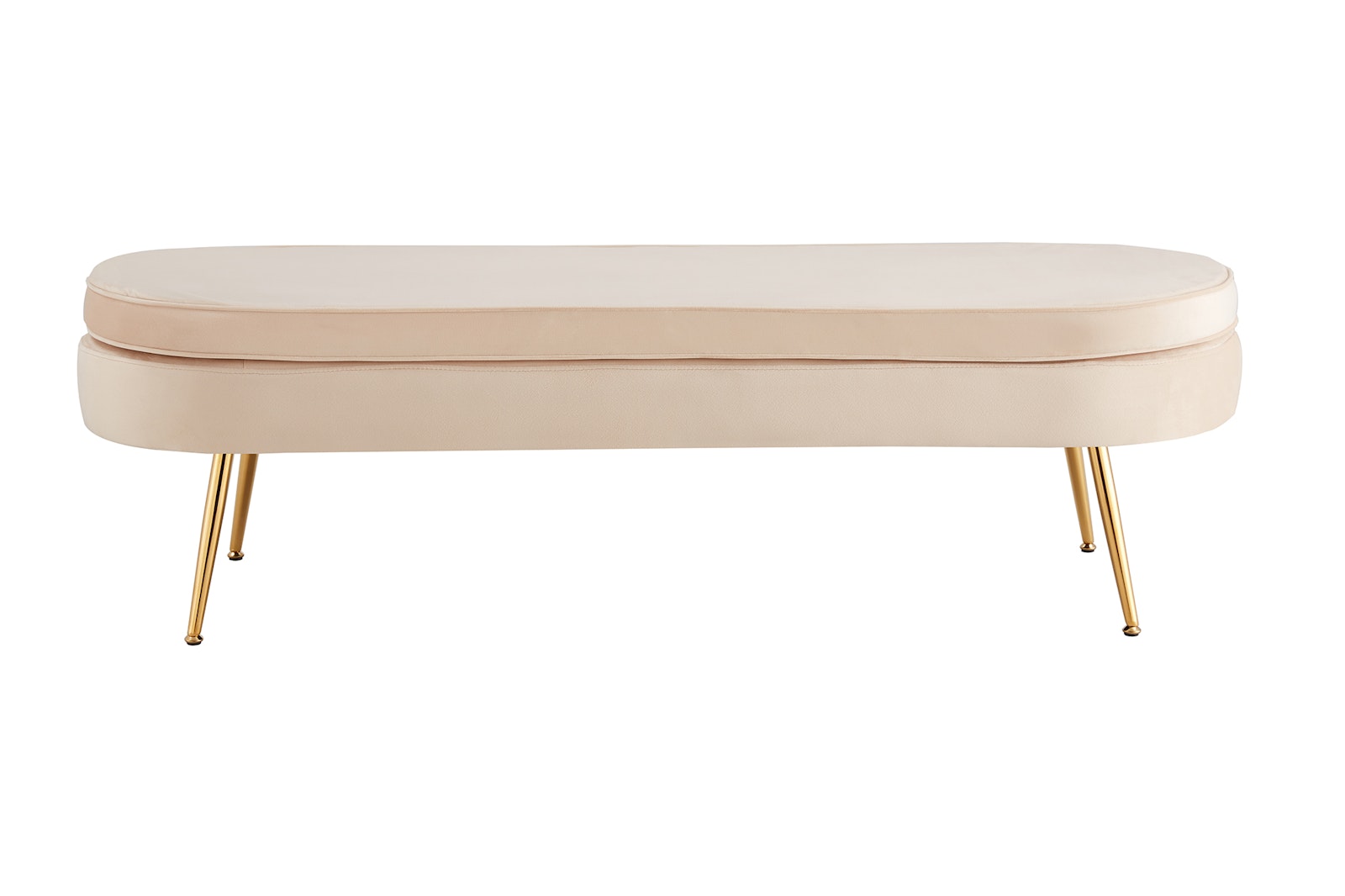Salesfever Sitzpouf Beige oval lang aus Samt Arielle Fabrik Onlineshop