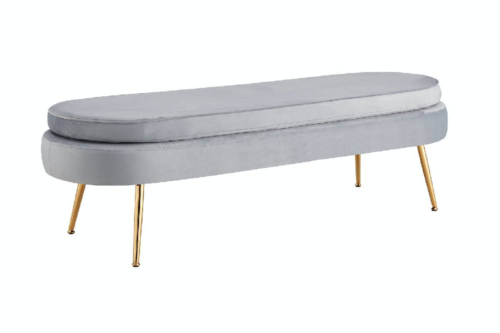 Salesfever Sitzpouf Hellgrau oval lang aus Samt Arielle Rabatt
