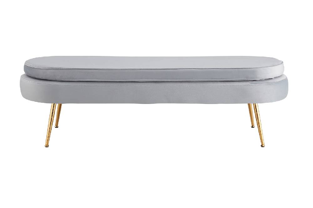Salesfever Sitzpouf Hellgrau oval lang aus Samt Arielle Rabatt