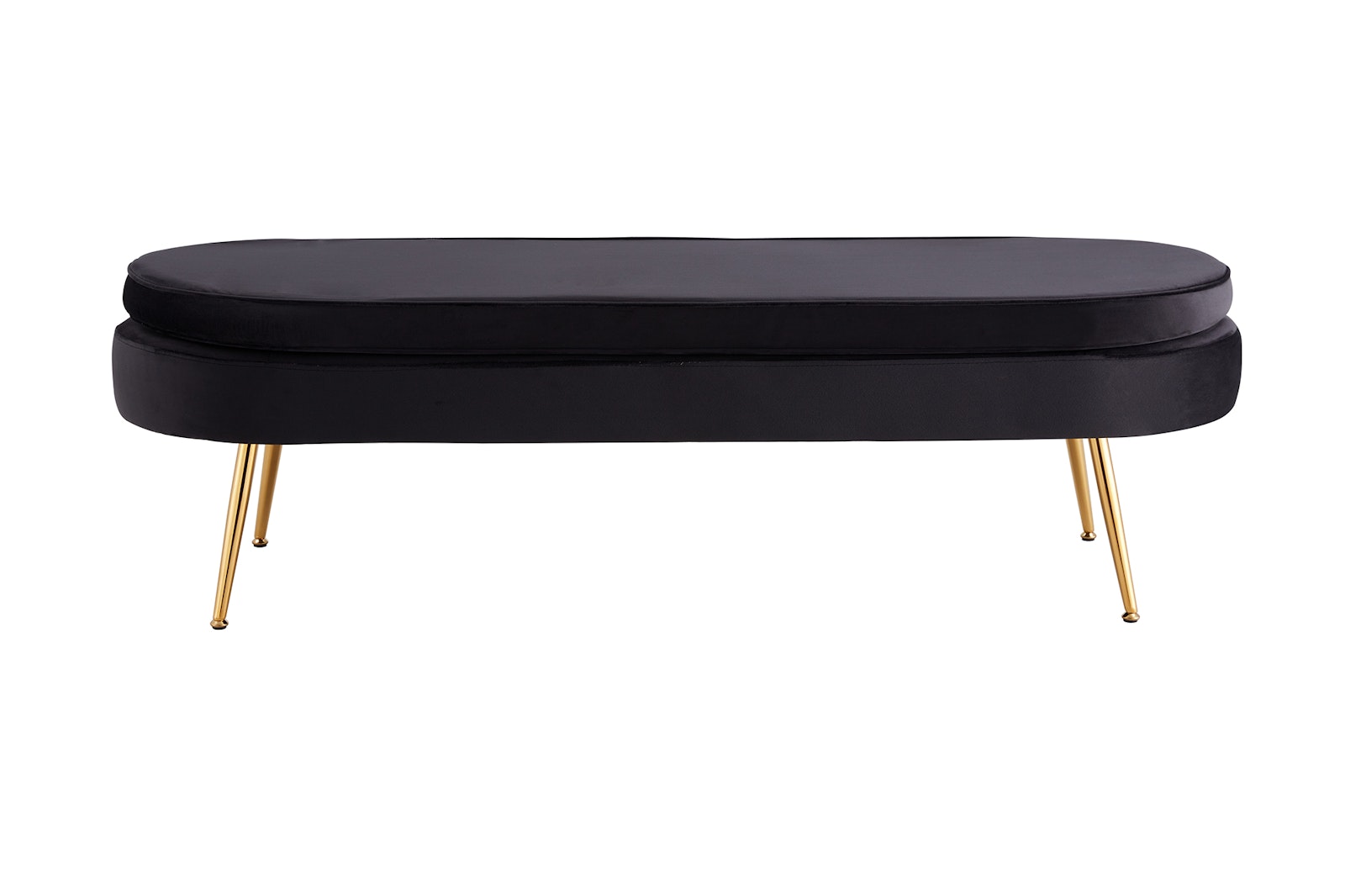 Salesfever Sitzpouf Schwarz oval lang aus Samt Arielle Versandkostenfrei