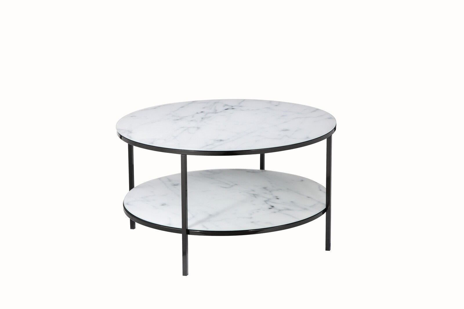 Salesfever Couchtisch Weiß & Schwarz mit 2 Ablagen Ø 80 cm Stack Flash Sale