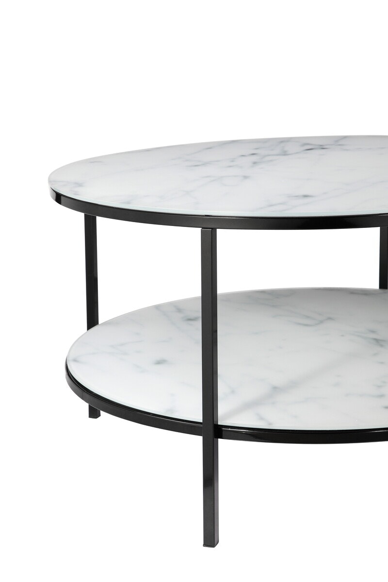 Salesfever Couchtisch Weiß & Schwarz mit 2 Ablagen Ø 80 cm Stack Flash Sale