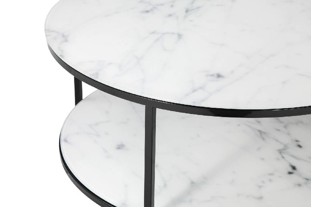 Salesfever Couchtisch Weiß & Schwarz mit 2 Ablagen Ø 80 cm Stack Flash Sale