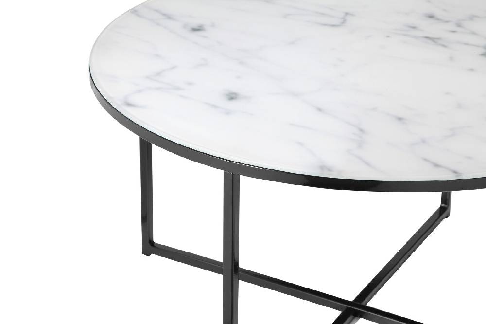 Salesfever Couchtisch Weiß & Schwarz Ø 80 cm Marmoroptik Daisy Black Friday