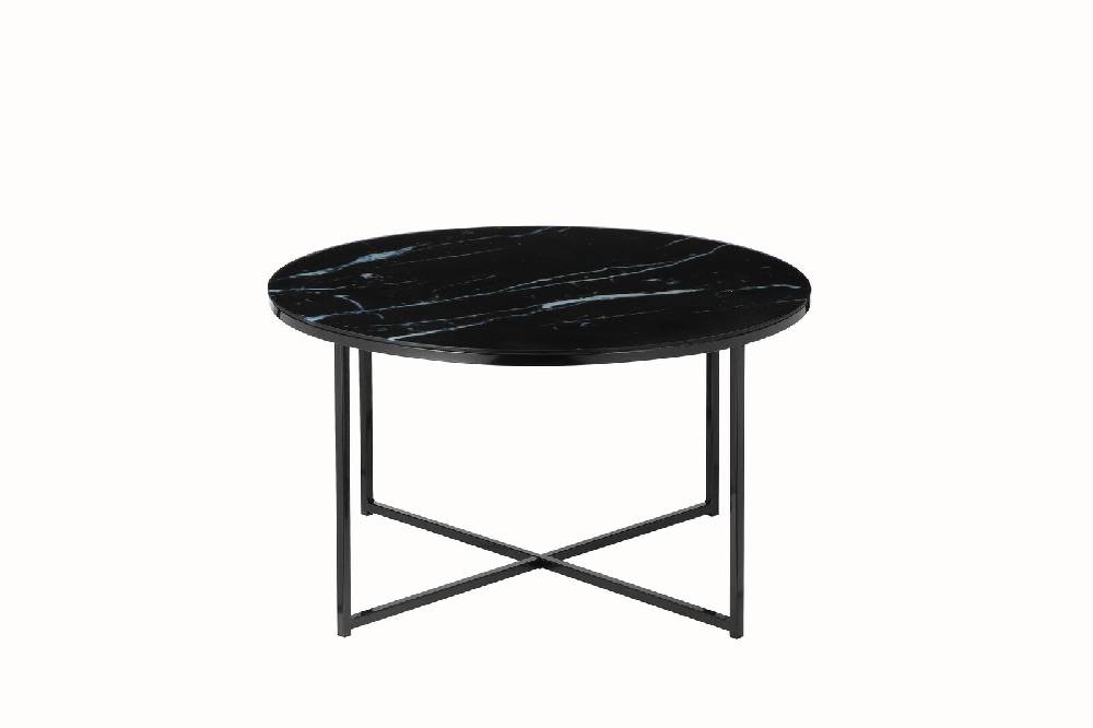 Salesfever Couchtisch Schwarz Ø 80 cm Marmoroptik Daisy Cyber Monday