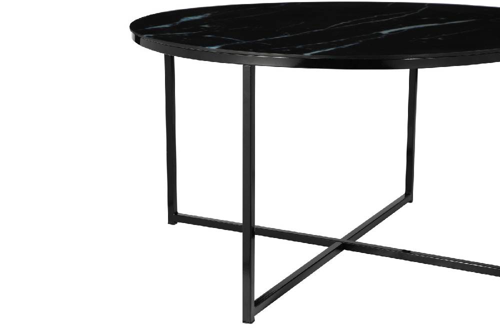 Salesfever Couchtisch Schwarz Ø 80 cm Marmoroptik Daisy Cyber Monday