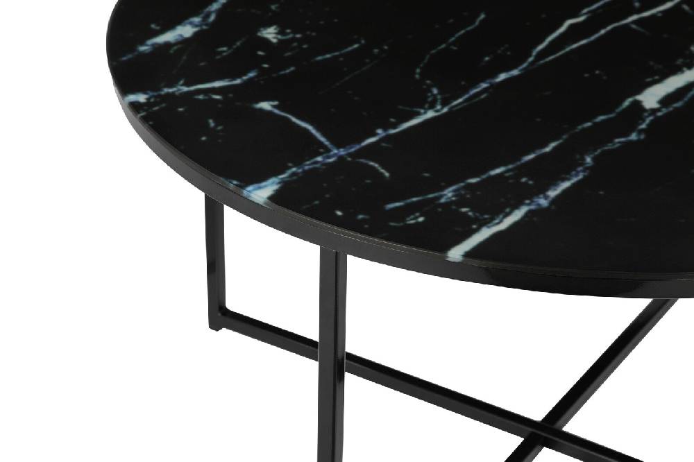 Salesfever Couchtisch Schwarz Ø 80 cm Marmoroptik Daisy Cyber Monday