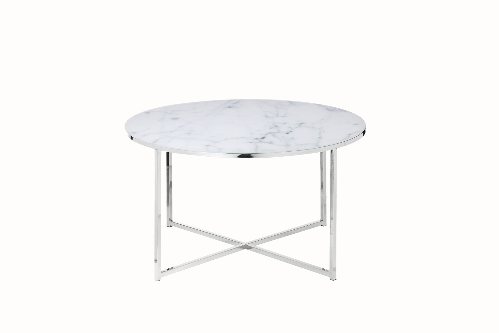 Salesfever Couchtisch Weiß & Chrom Ø 80 cm Marmoroptik Daisy Vatertagsangebot