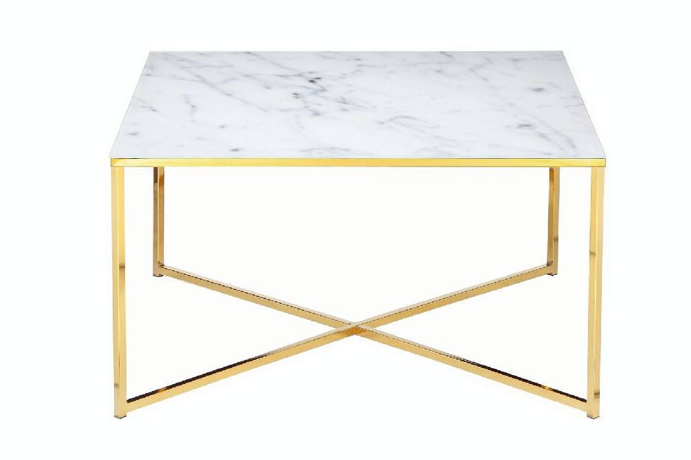 Salesfever Couchtisch Weiß & Gold 80x80x45 cm Marmoroptik Dalia Neuheiten