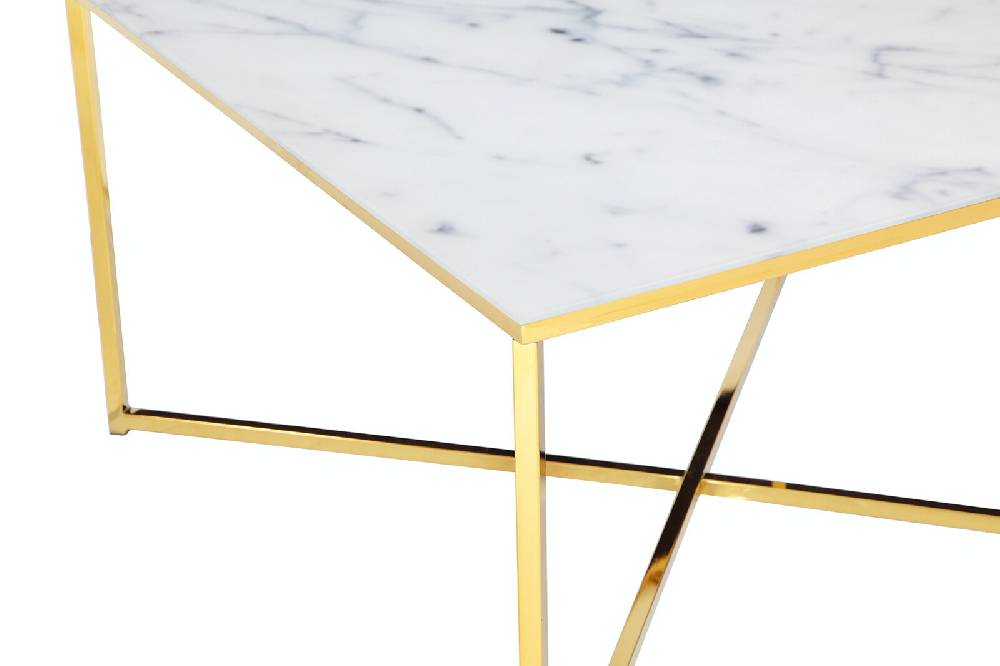 Salesfever Couchtisch Weiß & Gold 80x80x45 cm Marmoroptik Dalia Neuheiten