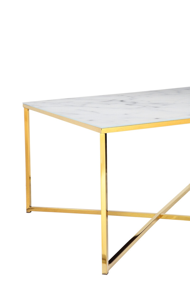 Salesfever Couchtisch Weiß & Gold 80x80x45 cm Marmoroptik Dalia Neuheiten