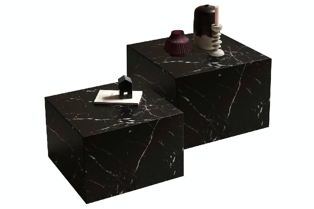 Salesfever Couchtisch Schwarz 2er Set in Marmoroptik Harley Wochenangebot
