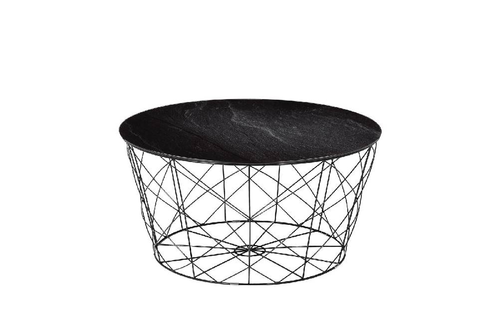 Salesfever Couchtisch Schwarz mit Metallkorb Ø 80 cm Noa Kostenlose Rückgabe