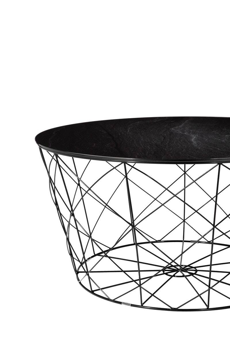 Salesfever Couchtisch Schwarz mit Metallkorb Ø 80 cm Noa Kostenlose Rückgabe