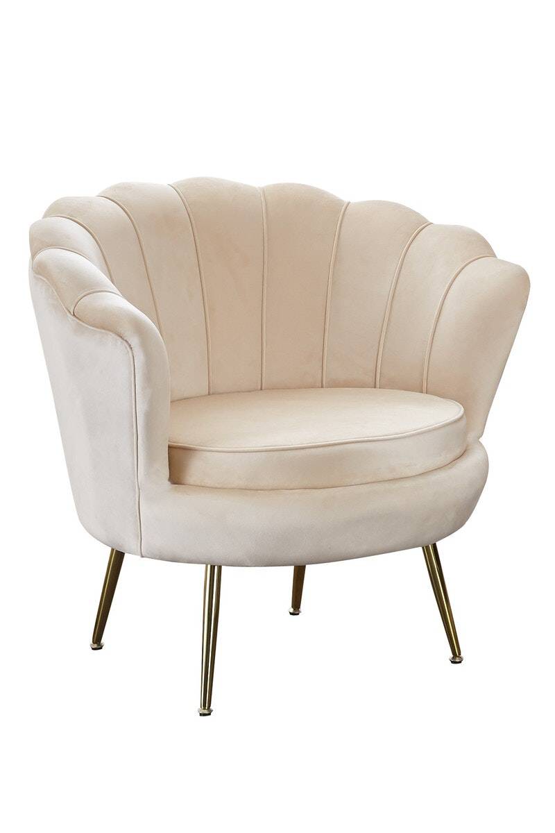 Salesfever Muschelsessel Beige aus Samt Arielle Bis zu 50% Rabatt