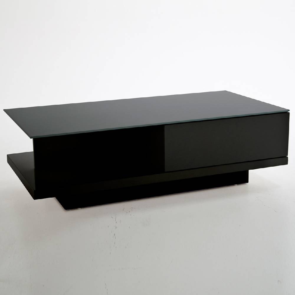 Salesfever Couchtisch schwarz 120x60 cm Holz Glas mit Schublade Clara Bis zu 60% Rabatt