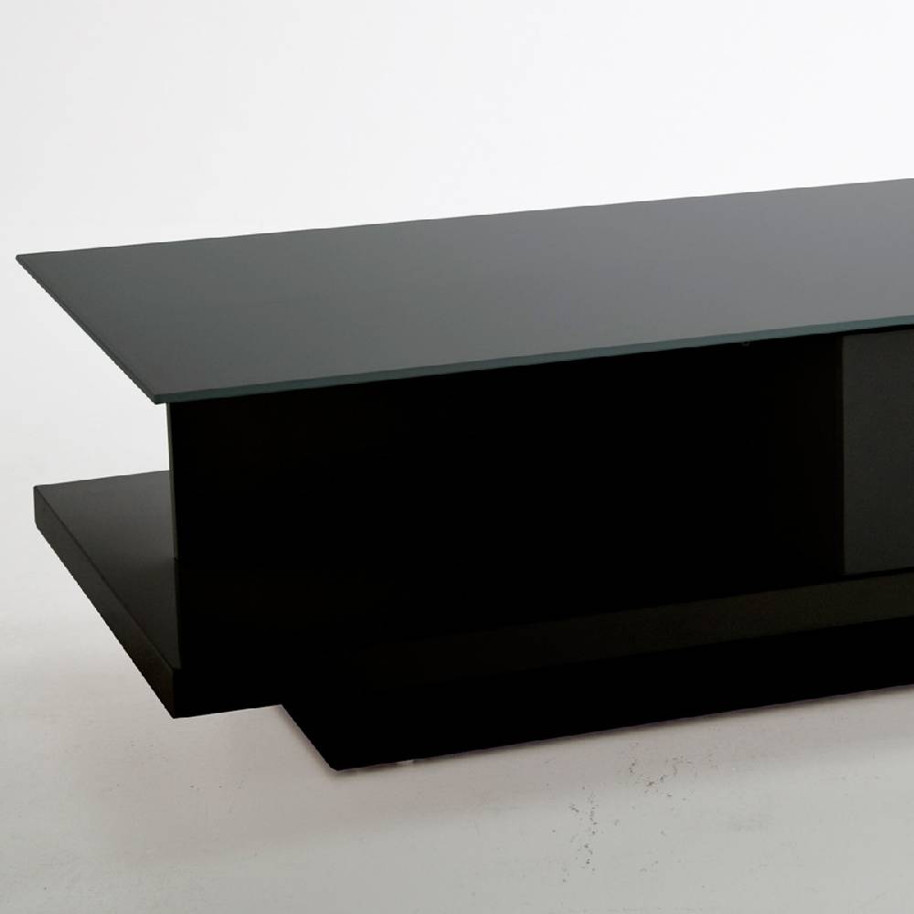 Salesfever Couchtisch schwarz 120x60 cm Holz Glas mit Schublade Clara Bis zu 60% Rabatt